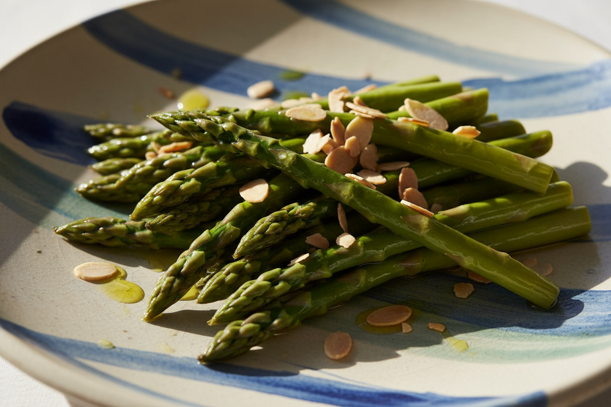 Steamed Asparagus with Almond Drizzle