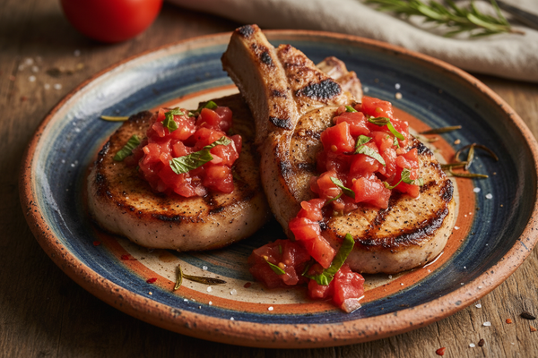 Grilled Pork Chops with Tomato Relish