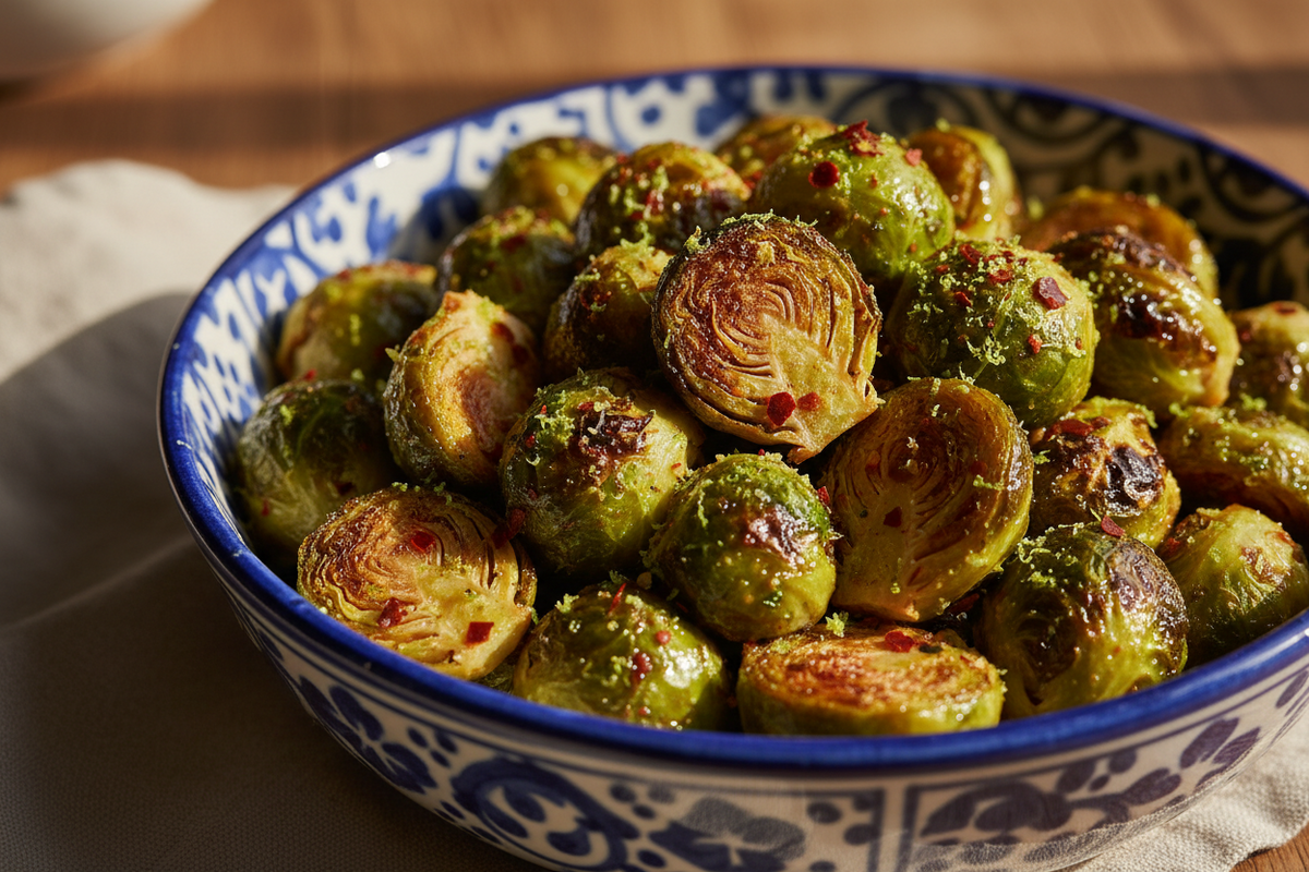 Roasted Brussels Sprouts with Chili and Lime