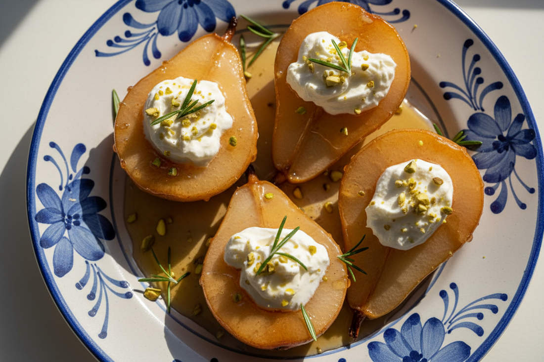 Honey-Rosemary Poached Pears with Mascarpone