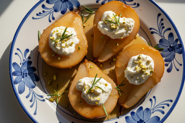 Honey-Rosemary Poached Pears with Mascarpone