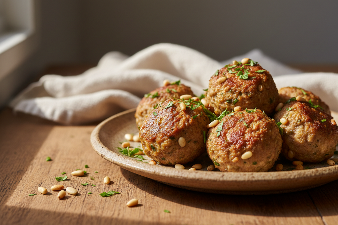 Baked Turkey Meatballs with Pine Nuts and Herbs