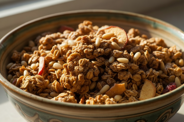 Homemade Granola with Apple and Pine Nuts