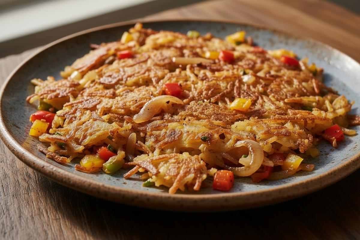 Crispy Breakfast Potato Hash with Peppers and Onions