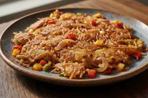 Crispy Breakfast Potato Hash with Peppers and Onions