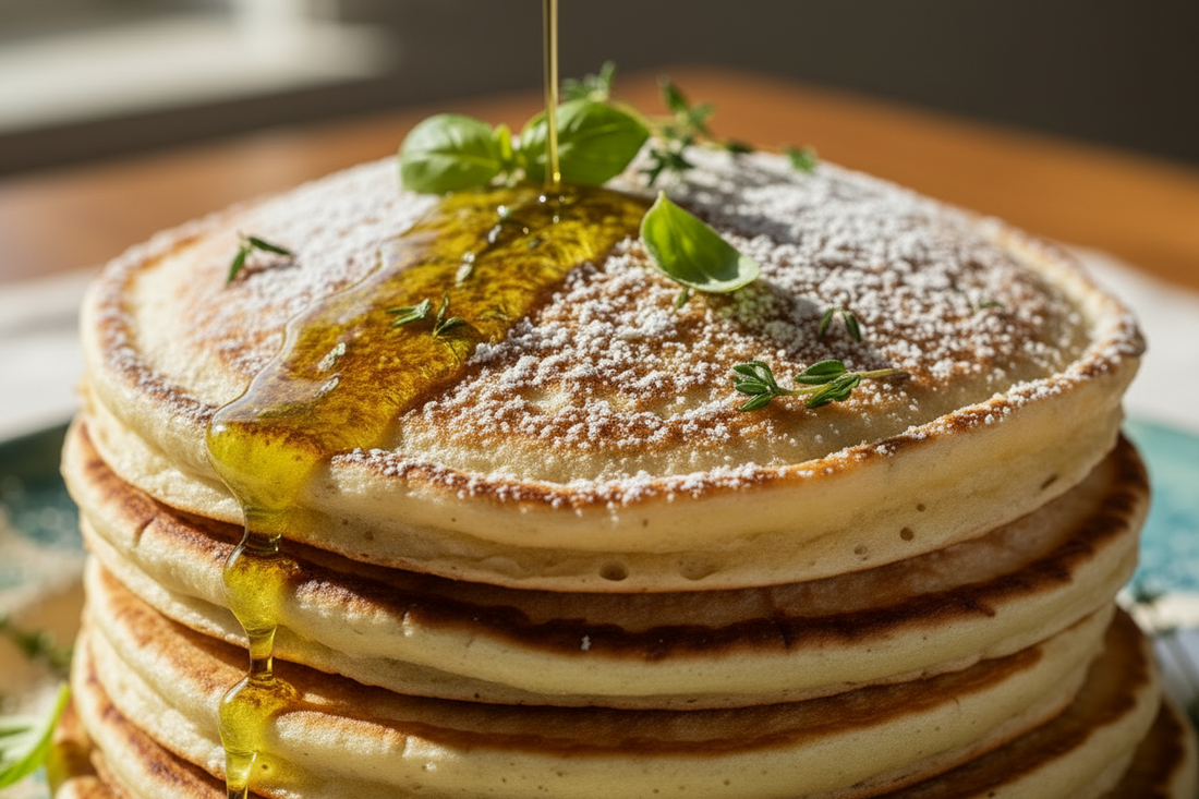 Fluffy Buttermilk Pancakes with Olive Oil