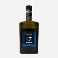 A bottle of Frantoio Galioto's Biancolilla 07 olive oil, featuring a dark green glass bottle with a black cap and a blue and black label, set against a light gray background.