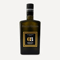 A dark olive-green glass bottle of Frantoio Galioto Moresca Extra Virgin Olive Oil, featuring a black cap and a black label with gold borders and white text.