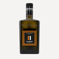 A dark olive-green glass bottle of Frantoio Galioto Nocellara N*11 olive oil, featuring a black cap and a black label with orange borders and white text.