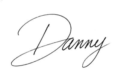 Black cursive signature reading 'Danny' on a plain white background.